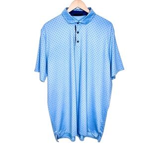 Greyson Mens Wolf Icon Polo Shirt Sz XL Savannah Blue Golf UFP Stretch Quick Dry